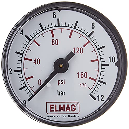 ELMAG 42221 Druckluft Manometer 50 mm 0-10 bar mit Außengewinde hinten 1/8" von ELMAG