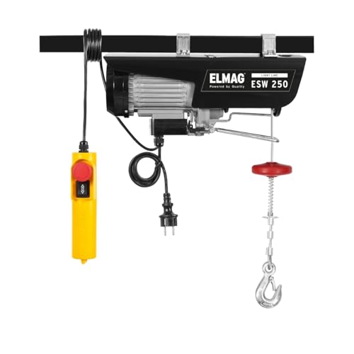 ELMAG Elektroseilwinde ESW 250 | 125 bis 250 kg | Hubhöhe 6 bis 12 m | Hubgeschwindigkeit 4-8 m/min | Leistung 450 W | elektrische Seilwinde | inkl. Umlenkrolle | Kettenzug | Seilhebelzug von ELMAG