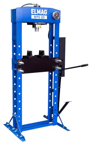 ELMAG Werkstattpresse WPS 20 | 20 t | hydraulisch | Säulenmodell | Handpumpe & Fußpedal | verstellbarer Presstisch | verschiebbarer Zylinder von ELMAG