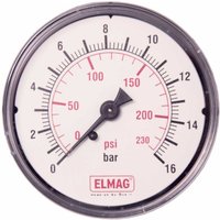 Elmag - Druckmanometer Metallgehäuse 0-16 bar, ø 63 mm, 1/4 Außengewinde hinten von ELMAG