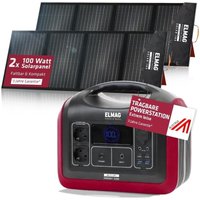 Solargenerator-Set energy 1200 + solar 100 duo 1200W, LiFEPO4 Akku, 992Wh, 2x100Wp PV-Panel - Elmag von ELMAG