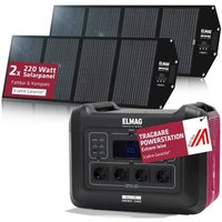 Solargenerator-Set energy 2400 + solar 220 duo 2400W, LiFEPO4 Akku, 2232Wh, 2x220Wp PV-Panel - Elmag von ELMAG