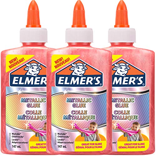 Elmer's Metallic-PVA-Kleber | ideal zur Herstellung von Schleim | auswaschbar | pink | 147 ml | 3 Stück von ELMER'S