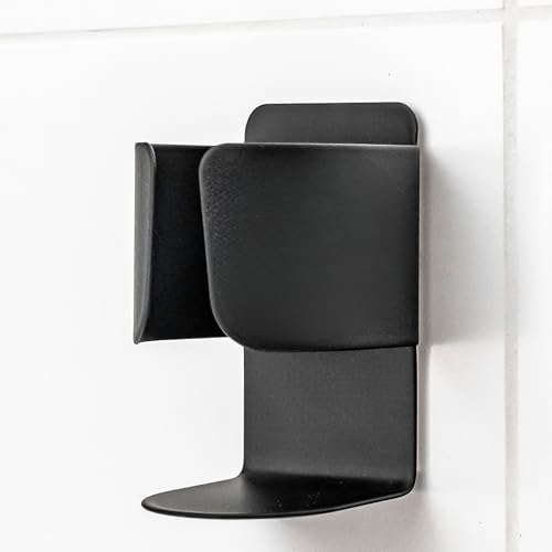 ELMOWO - 2er Set Premium Edelstahl Zahnbürstenhalterung ohne Bohren selbstklebend (extrem sicherer Halt) Halter hängend für Montage an Wand als Zahnbürstenhalter oder Rasierhalterung (schwarz, matt) von ELMOWO