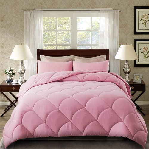 ELNIDO QUEEN Pink King Tröster-Set mit 2 Kissenbezügen – 3-teiliges Bettdecken-Set – Gesteppte Daunen-Alternative Schmusetuch Set – leichte Ganzjahres-Bettwäsche-Set für King-Size-Bett (259,1 x 228,6 ELNIDO QUEEN Pink King Tröster-Set mit 2 Kissenbezügen – 3-teiliges Bettdecken-Set – Gesteppte Daunen-Alternative Schmusetuch Set – leichte Ganzjahres-Bettwäsche-Set für King-Size-Bett (259,1 x 228,6 von ELNIDO QUEEN