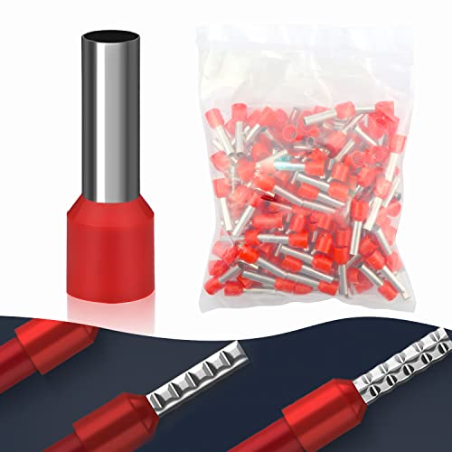 Aderendhülsen 10mm2 lang 12mm isoliert 300 Stk 10qmm aderendhülsen Teilisoliert Rot (10mm²x12mm) von ELNLE