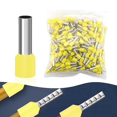ELNLE Aderendhülsen 6mm² 300er-Pack Adernendhulse 6mm² x 12mm Lang Isoliert-Gelb von ELNLE