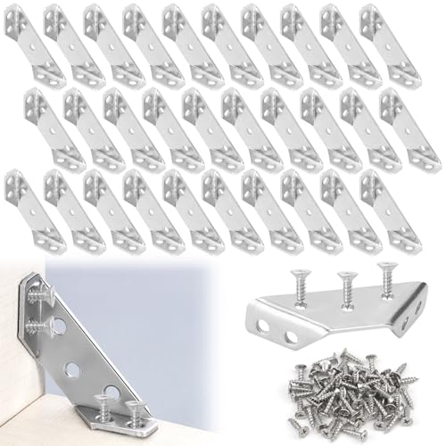 ELNLE Eckverbinder Möbelbau Edelstahl Winkel Metall 30 Stk Möbelwinkel mit 210 Schrauben Universal Möbel Eckverbinder für Schrank Tisch Stuhl von ELNLE