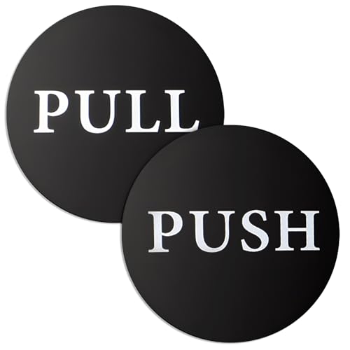 ELNX Rundes Acrylschild „Push & Pull“ im Doppelpack, 10 cm große Türschilder, langlebige Selbstklebende Aufkleber für Schulen, Hotels, Büros von ELNX