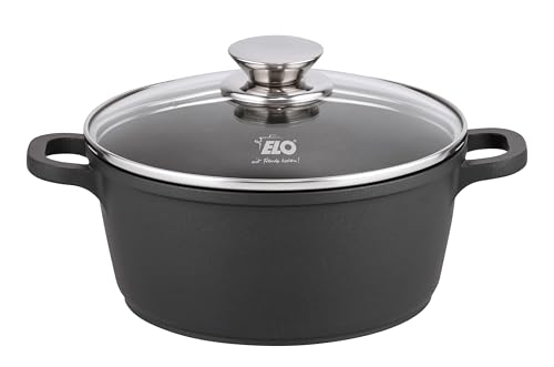 ELO Alucast Kochtopf 20 cm mit Glasdeckel, aus hochwertigem Aluminiumguss - hochwertig, antihaftbeschichtet, PFAS-frei mit ELODUR Select Beschichtung, induktionsgeeignet, schwarz von ELO