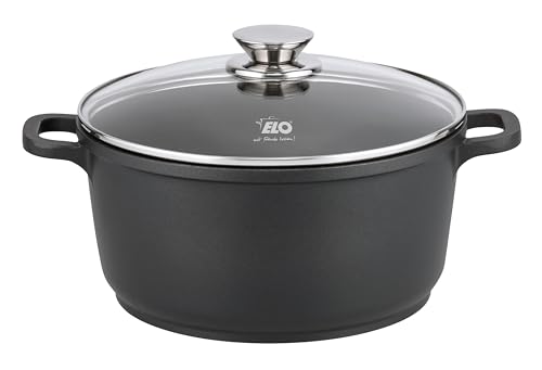 ELO Alucast Kochtopf 24 cm mit Glasdeckel, aus hochwertigem Aluminiumguss - hochwertig, antihaftbeschichtet, PFAS-frei mit ELODUR Select Beschichtung, induktionsgeeignet, schwarz von ELO