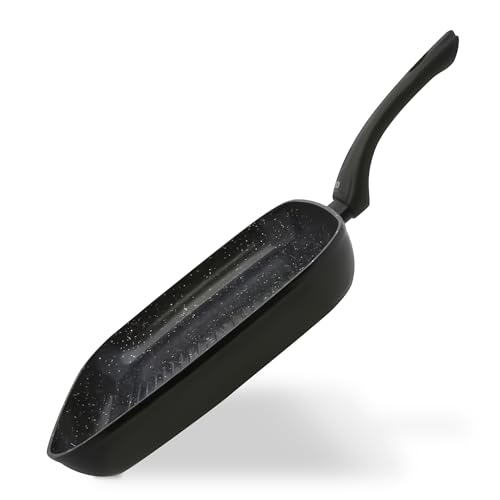 ELO Belugo Grillpfanne 28x28 cm aus geschmiedetem Aluminium – Hochwertige Antihaft Pfanne PFAS frei mit ELODUR® Select Beschichtung – Bratpfanne Induktion von ELO