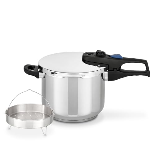 ELO Schnellkochtopf Praktika XL Set 3 tlg. 22cm, aus Edelstahl 18/10, automatisches Druckregelsystem, schonendes Garen, starker ELO-Therm Speicherboden, Schnellkochtopf Induktion, Edelstahl von ELO