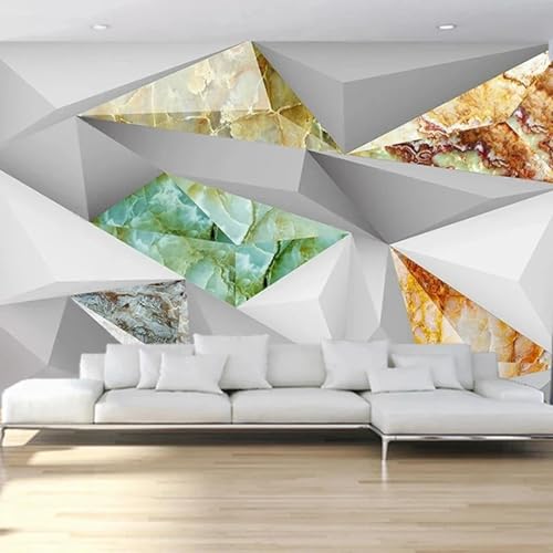 ELOIR Wandbild 3D Wohnzimmer Dekoration Tapete dreidimensionale Geometrie Marmor Innenwandkunst PVC selbstklebende Aufkleber Malerei von ELOIR