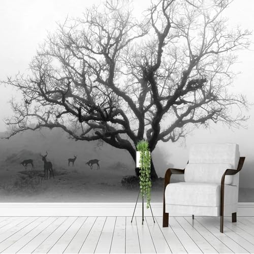 ELOIR Wandbild 3D Wohnzimmer Dekoration Tapete einfache schwarz-weiße große Äste Innenwandkunst PVC selbstklebende Aufkleber Malerei von ELOIR