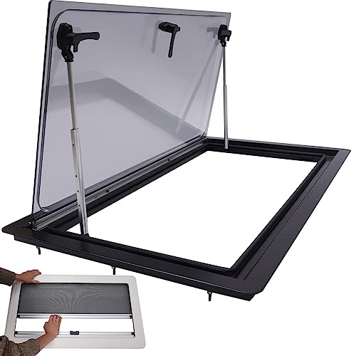 ELOMAS Wohnwagen Seitenfenster,Wohnmobilfenster mit integriertem Rollo und Fliegengitter,für Van Caravan Camper RV,70° Öffnungswinkel,500 * 350mm von ELOMAS
