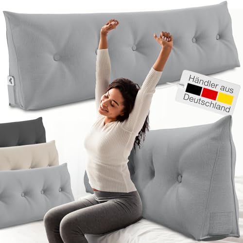 ELONEO Rückenkissen 180 cm breit, Keilkissen für Bett und Sofa geeignet, dreieckiges Lesekissen, Kissen mit abnehmbarem und waschbarem Bezug, mit praktischem Seitenfach ELONEO Rückenkissen 180 cm breit, Keilkissen für Bett und Sofa geeignet, dreieckiges Lesekissen, Kissen mit abnehmbarem und waschbarem Bezug, mit praktischem Seitenfach von ELONEO
