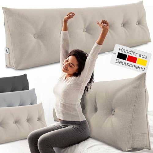 ELONEO Rückenkissen 180 cm breit, Keilkissen für Bett und Sofa geeignet, dreieckiges Lesekissen, Kissen mit abnehmbarem und waschbarem Bezug, mit praktischem Seitenfach ELONEO Rückenkissen 180 cm breit, Keilkissen für Bett und Sofa geeignet, dreieckiges Lesekissen, Kissen mit abnehmbarem und waschbarem Bezug, mit praktischem Seitenfach von ELONEO