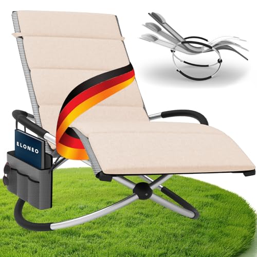 ELONEO Schaukelliege Outdoor mit Tasche und Auflage, Relaxliege bis 180 kg Belastbarkeit, Schaukelsessel Outdoor, Liegestuhl wetterfest, Sonnenliege für Garten und Balkon, graukariert/Creme ELONEO Schaukelliege Outdoor mit Tasche und Auflage, Relaxliege bis 180 kg Belastbarkeit, Schaukelsessel Outdoor, Liegestuhl wetterfest, Sonnenliege für Garten und Balkon, graukariert/Creme von ELONEO