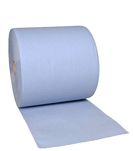 Putzpapier Blau 3-lagig 38 x 36 cm - Putztuchrolle 1000 Blatt pro Rolle für Industrie und Werkstatt von ELOS