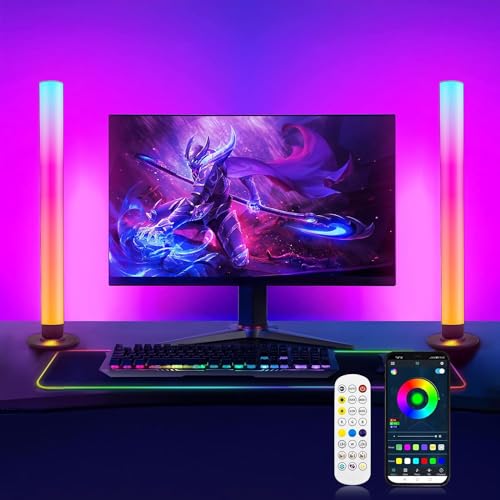 Smart LED Lightbar 2er Set, RGB Lampe TV Hintergrundbeleuchtung mit Multi-Modi und Dimmbare, Gaming LED Beleuchtung Sync mit Musik, APP und Fernbedienung für Gaming, Filme, PC, TV, Raumdekoration von ELOUYCKE