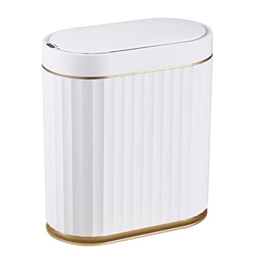 ELPHECO Badezimmer Mülleimer mit Deckel 8L Sensor Mülleimer, schmaler Kunststoff-Mülleimer, wasserdichter automatischer Mülleimer für Schlafzimmer, Bad, Küche, Büro von ELPHECO