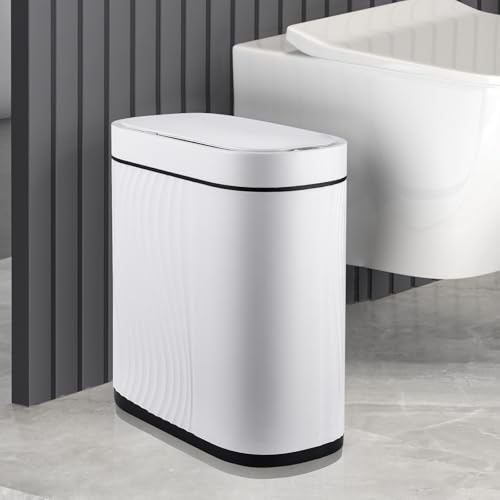 Sensor Mülleimer - ELPHECO 7,5 Liter Badezimmer Mülleimer mit Soft-Close Deckel, Kunststoff Sensor Abfalleimer, IPX5 Wasserdicht Mülleimer für Bad, Schlafzimmer, Büro, Küche, monochrom von ELPHECO