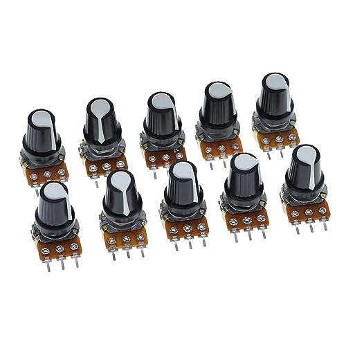 10Set WH148 1K 10K 20K 50K 100K 500K Ohm 15mm 3 Pin Linear Taper Dreh Potentiometer Widerstand for mit AG2 Weiß Kappe(250K OHM) von ELPNLJZN