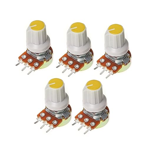 20Set WH148 Linearpotentiometer 15mm 3pin 1K 2K 5K 10K 20K 50K 100K 250K 500K 1M mit gelbem AG1-Knopfkappen-Potentiometer-Kit(100K Ohm) von ELPNLJZN