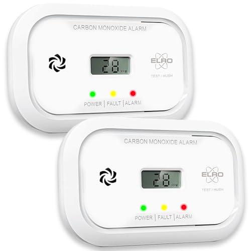 2er-Pack ELRO FC5003 Kohlenmonoxidmelder | 10-Jahres-Sensor | Mit Display | 2 Stück von ELRO