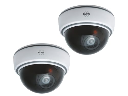2er set Dome-Kamera-Attrappe weiß mit Blink LED, Batteriebetrieb, inkl. Montagematerial & Sicherheitsaufkleber von ELRO