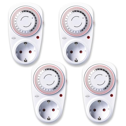 4-Pack ELRO TI1500 Mechanische Zeitschaltuhr | Kompakt |15 Minuten Schaltzeit | Bis zu 3600W | Inneneinsatz von ELRO