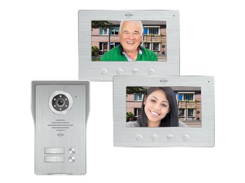 ELRO 2 Familien Video Türsprechanlage mit 2x 7 Zoll Innenmonitor & Türöffner, 4-Draht Außenstelle mit Kamera von ELRO