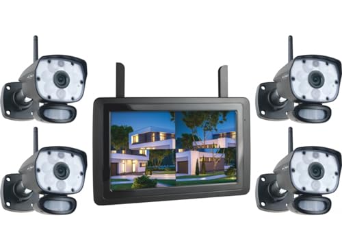ELRO CZ60RIPS Color Night Vision 1080P HD Überwachungs - Kamera Set mit 4 Kamera's, 9” Bildschirm und App von ELRO