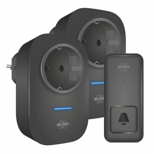 ELRO DB4000 Drahtloses Kinetic Türklingel-Set - mit 2x Steckempfänger mit Steckdose - keine Batterien nötig - 150 Meter von ELRO