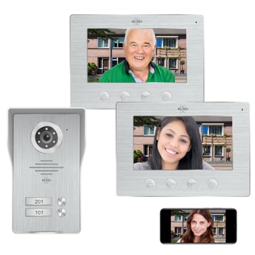 ELRO DV4000IP-2 WiFi-IP-Video-Türsprechanlage │ 2 Wohnungen │ 1080P Full-HD-Kamera mit Nachtsicht │ 4-adriges Kabel │ 16 Klingeltöne von ELRO