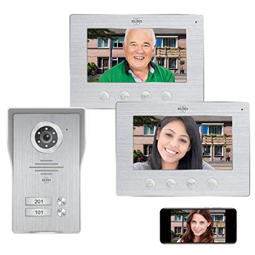ELRO DV477IP2 WiFi IP Video Türsprechanlage-2-Familien-mit 2X 7-Zoll-Farbbildschirm-Color Night Vision-Live-Ansicht und Kommunikation via App, 12 V, Silber, 2 Familien ELRO DV477IP2 WiFi IP Video Türsprechanlage-2-Familien-mit 2X 7-Zoll-Farbbildschirm-Color Night Vision-Live-Ansicht und Kommunikation via App, 12 V, Silber, 2 Familien von ELRO