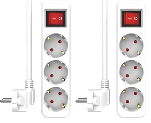 ELRO ES103 3-Fach Steckdosenleiste mit Schalter und 1,5m Kabel – Kindersicherung – Schukostecker – max. 3680 W – TÜV-geprüft - Weiß (Packung mit 2) von ELRO