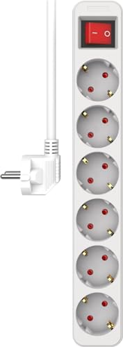 ELRO ES106 6-Fach Steckdosenleiste mit Schalter und 1,5m Kabel – Kindersicherung – Schukostecker – max. 3680 W – TÜV-geprüft - Weiß von ELRO