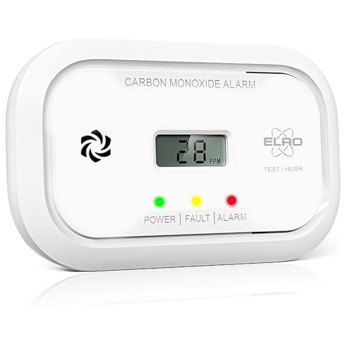 ELRO FC5003 Kohlenmonoxidmelder mit 10-Jahres-Sensor | LCD Display & 3 Jahre Batterie | Zuverlässiger Schutz & CO Alarm | Entspricht der europäischen Norm EN50291 von ELRO