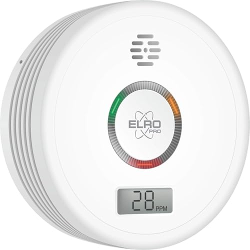 ELRO PRO PK4910 Design Kohlenmonoxidmelder mit 10 Jahre Batterie - Automatischer Selbsttest - Display - Entspricht der europäischen Norm EN50291, Weiß, 1 Stück von ELRO