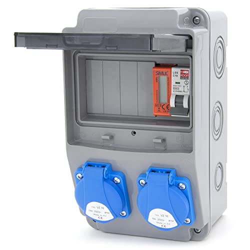 Baustellenstromverteiler 6NO 2 x 230 V + LS und FI verkabelt (2 x 230 V + 1 x LS C16 + MID) Netzteilzähler von ELS Elektrotechnika