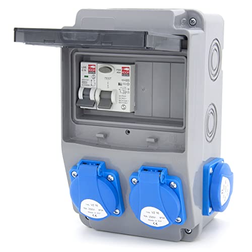 ELS Elektrotechnika Steckdosenverteiler Baustromverteiler Wandverteiler Schuko 4x230V + Sicherungen Leitungsschutzschalter 1x LS C16 + Fehlerstromschutzschalter FI 40/2/0.03A Verdrahtet Anschlußfertig von ELS Elektrotechnika