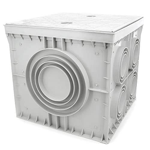 ELS Elektrotechnika Revisionsschacht Kontrollschacht Einlaufschacht Einlaufkasten Kanalschacht Hofablauf Abdeckung (550x550x550 mit Deckel) bis 10 Anschlüsse, von ELS Elektrotechnika