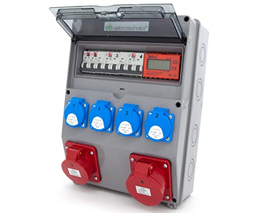 ELS Elektrotechnika Stromverteiler 4x230V Schuko mit LS-Schalter, CEE 16A & 32A, MID Stromzähler, Lokaler Stromverteiler für Innen-/Außenbereiche, Werkstätten, Fabriken von ELS Elektrotechnika