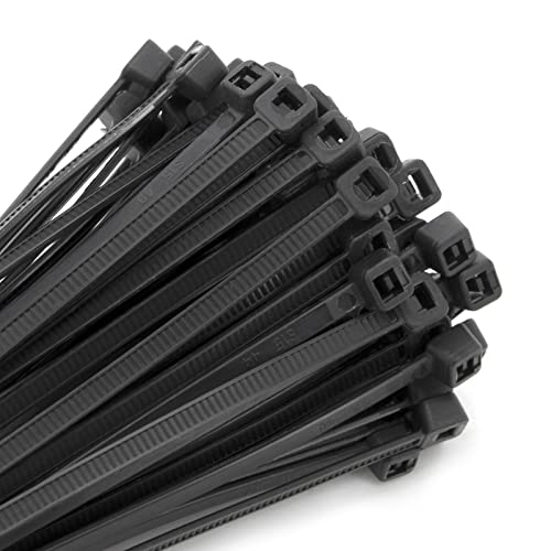 Kabelbinder-Set, Schwarz Selbstsichernde Nylon Kabelbinder 300 x 3,5mm UV Beständig, Kabelklemme Packung 100 Stück. Leitungsbinder wetterfest, stark und robust. von ELS Elektrotechnika