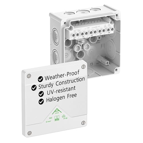 Spelsberg Abox 060-6²/sw Professionelle IP66-Abzweigdose mit erhöhtem Schraubklemmenblock, VDE-zertifiziert, interne Befestigungspunkte für Industrie & Außenbereich (weiß) von ELS