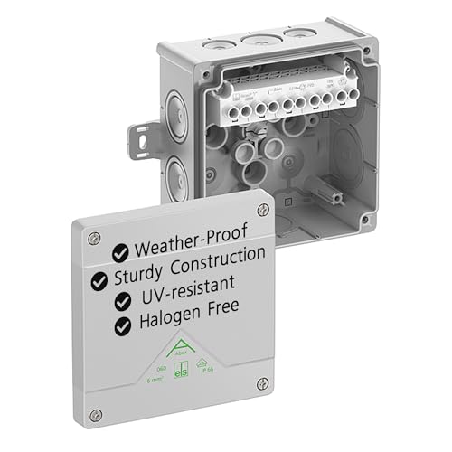 Spelsberg Abox 060 AB-6² – Professionelle IP66-Abzweigdose mit erhöhtem Schraubklemmenblock – VDE-zertifiziert, externe Befestigungspunkte für Industrie & Außenbereich (Grau) von ELS
