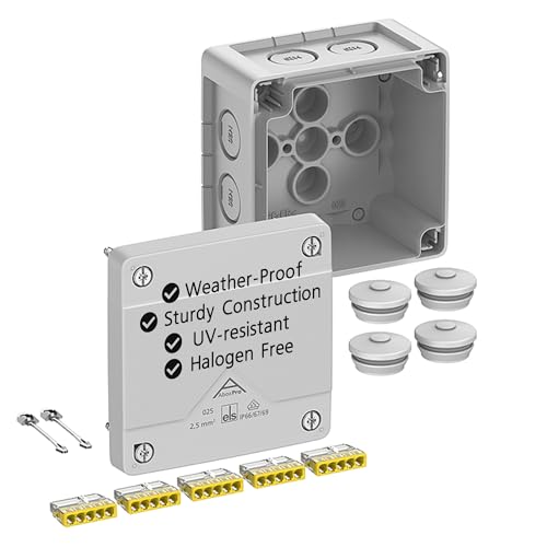 Spelsberg Abox Pro 025-2,5² – Professionelle IP66-Abzweigdose mit 5 erhöhten, schraubenlosen Klemmleisten, VDE-zertifiziert, interne Befestigungspunkte für Industrie & Außenbereich (Grau) von ELS