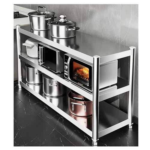 ELSKBRUN Küchenregal aus Edelstahl, verstellbares Hochleistungsregal, 3-stufige Lagerregale, Vorratsregale, Garagenregale (Silber 80 x 35 x 80 cm) von ELSKBRUN
